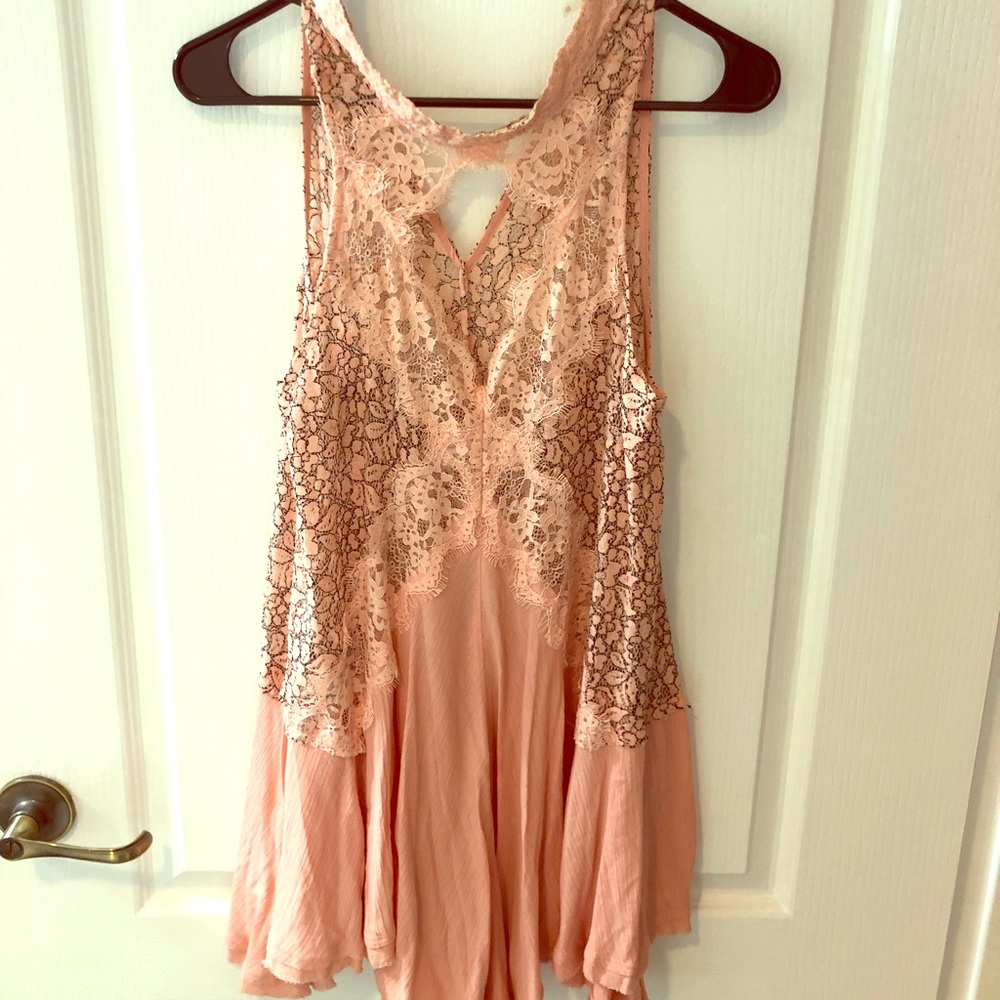 Free People pink lace top/mini dress